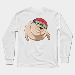 Seal at Swimming with Swimming goggles Long Sleeve T-Shirt